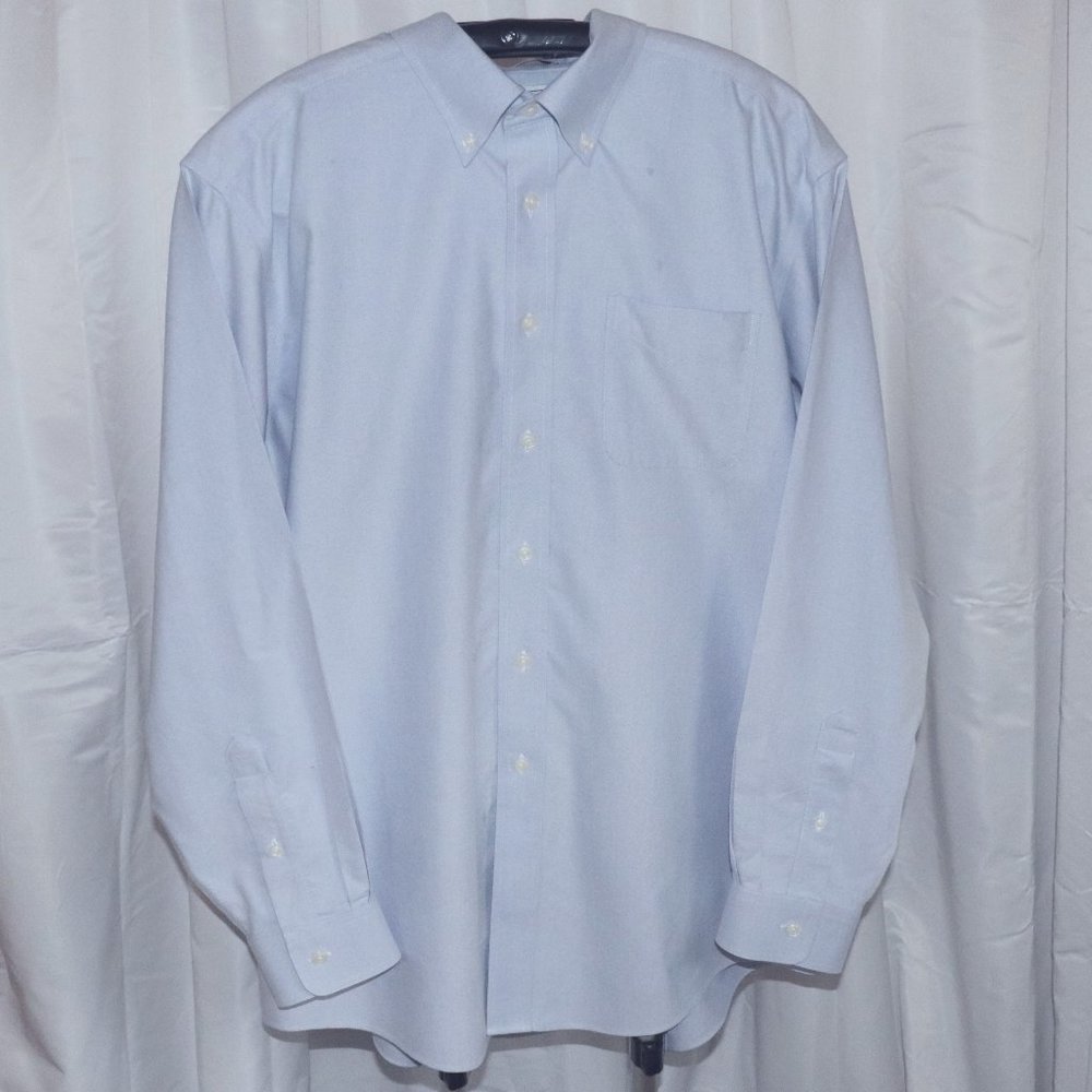 LL Bean Wrinkle-Free Classic Oxford Shirt Traditional Fit French Blue SZ 17.5-35